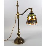 A brass Victorian taste Students reading lamp, 20th century, the lighting branch with adjustable