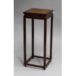 A Chinese hardwood square jardiniere stand, late 19th century, 65cm x 26cm