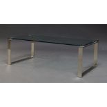 A Knoll Studio glass and chrome coffee table, of recent manufacture, the rectangular glass top on