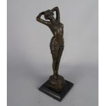 A modern Art Deco style bronze figure of a girl, entitled Le Reveile, 43cm high