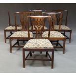 A set of six mahogany Chippendale style chairs, 20th Century, with pierced central splat backs and
