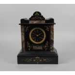A French grey marble and black slate mantel clock, late 19th/early 20th by Guindeul, Chinon, the