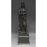 A plaster sculpture of a muse, in the manner of Humphrey Hopper, 19th century, holding a lamp