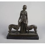 A modern Art Deco style figure of a lady, in the style of Chiparus, 34cm high