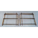 A pair of mahogany three tier wall shelves, late 19th, early 20th Century, the shaped shelves with