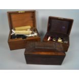 A brass bound mahogany ladies work box, 19th century, the interior with fitments tray, and jewellery