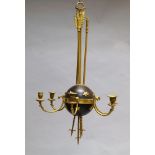 An Empire style five light chandelier, 20th century, with arrow form suspension column, and