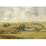 Gertrude Priestman, British 1870-1955- Rural landscape; watercolour heightened with white, signed,