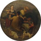 Follower of Francis Wheatley RA, British 1747-1801- Family group study; oil on copper, tondo, in a