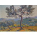 Lucile Jacquier, French, late 19th/early 20th century- San Gimignano; oil on panel, signed and