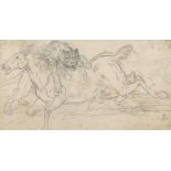 Circle of James Ward RA, British 1769-1859- Leopard attacking a horse; pencil on laid, bears