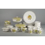 A Susie Cooper bone china dinner and coffee service, Sunflowers, to comprise twelve dinner plates,