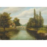 W H Baxter, British late 19th century- River landscape; oil on canvas, signed, 53.5x74cm, (unframed)