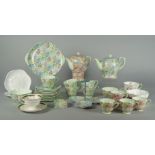 A Shelly Melody pattern part tea tea service, 20th century, to comprise tea pot and cover, ash tray,