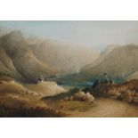 Attributed to W F Kangiesser, early 19th century- Langdale Pikes, Westmorland; watercolour