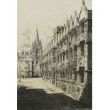 William Monk, British 1863-1937- Oriel College and St. Mary's Church Oxford; etching, 32.5x23.5cm (