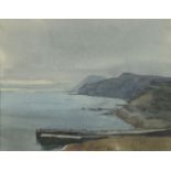 John Newberry, British b.1934- View of cliff tops and sea below; watercolour, signed and dated '69