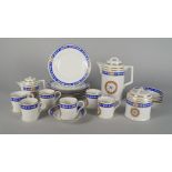 A Hochst porcelain part coffee service, 20th century, decorated with Neo-classical roundels and