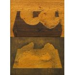 Mark Dunhill, British b.1952- Rocks on a Table; woodcut blocks, dated 1979 verso, 32.5x45cm &