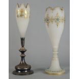 A Victorian opaque glass jewelled vase, late 19th century, decorated with raised gilt lined