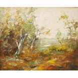Otmar Antonio Janeck, German 1913-1996- Rural landscape; oil on board, 26.7x33cm (ARR)