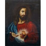 Circle of Manuel Forteza, Spanish, 19th century- Jesus with the sacred heart; oil on canvas, bears