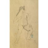 Jules Pascin, Bulgarian/American 1885-1930- Standing nude, c.1926; black conté, signed in ink,