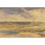 Claude Hayes RI ROI, Irish 1852-1922- Estuary on a cloudy day; watercolour, signed, 23.5x34.5cm