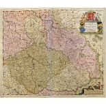 Frederick De Wit, Dutch 1610-1698- “Regnum Bohemia”, c.1681; hand-coloured engraved map, 54x63.