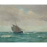 Lauritz Sorensen, Danish 1882-1968- English Trawler in the North Sea; oil on canvas, signed and