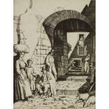 Harry Morley ARA, British 1881-1943- The Cook and Kitchen Maid; etching, signed and inscribed in
