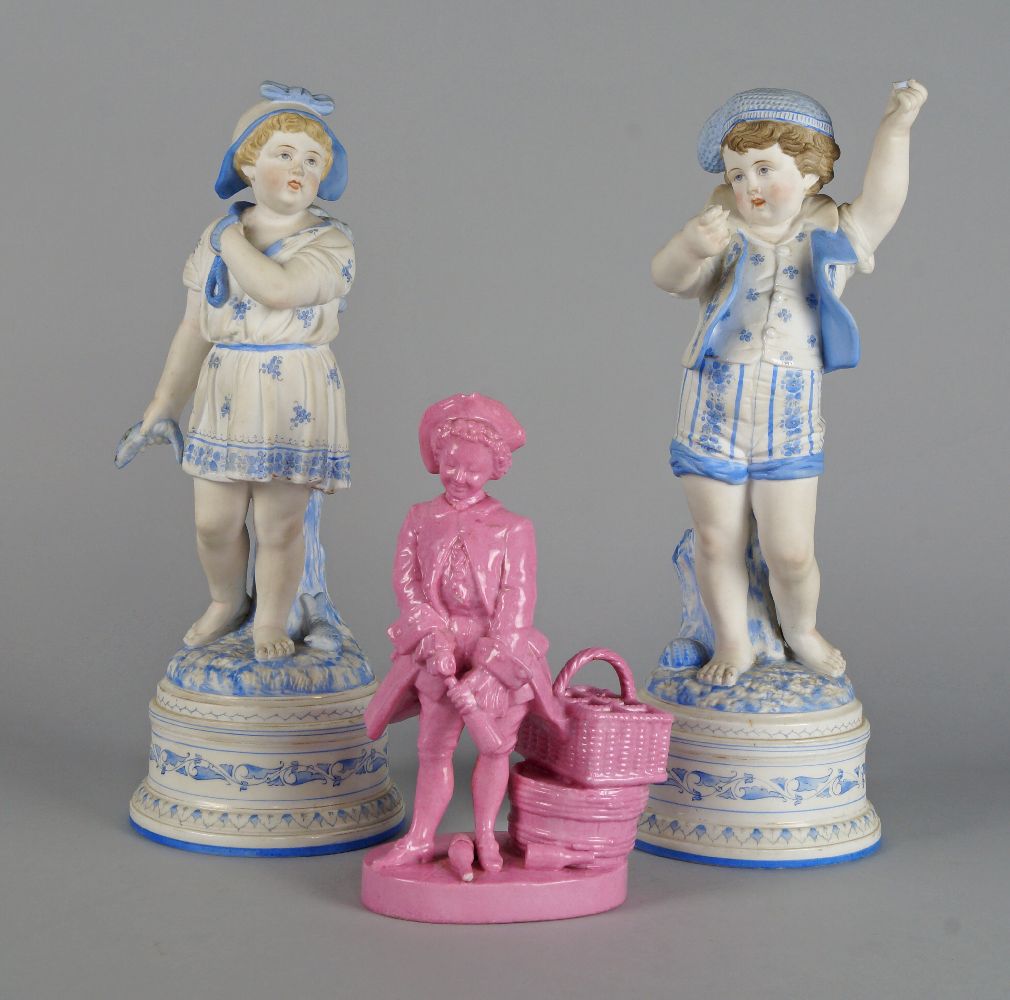 A Meissen porcelain figure of a man pulling a cork from a bottle, 19th century, he dressed in a