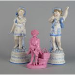 A Meissen porcelain figure of a man pulling a cork from a bottle, 19th century, he dressed in a