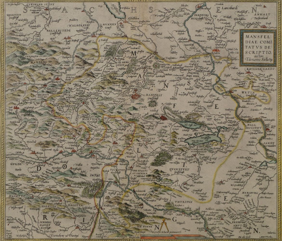 Abraham Ortelius, Dutch 1527-1598- Mansfel Diae comi Tatus de Scripto, Germany East Mansfeld,