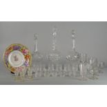 Five glass rummers, 19th century, various sizes, the highest 16cm, together with three decanters and