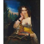 British Provincial School, early-mid 19th century- Portrait of a lady seated three-quarter length;