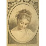Louis Martin Bonnet, French 1736/43-1793 - Head of a woman looking down, after Lagrenee; stipple