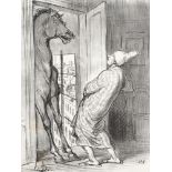 Honore Daumier, French 1808-1879- Plaisanterie que se permettent maintenant les chevaus, dans le