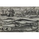 Adriaen Collaert, Flemish 1560-1618-Sprat, Dory, Mullet, Conger Eel and Juvenil Cod, four fish and