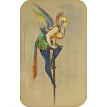French School, mid19th century - Exotic female figures, a pair; watercolour over traces of pencil,