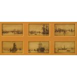 Wilfrid Williams Ball RBA RE, British 1853-1917- Six scenes of the River Thames, London; etchings,