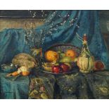 Knut Dahlander, Swedish 1883-1933- Still life of fruit; oil on canvas, signed, 59.5x69cm