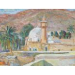 Kordian Zamorski, Polish 1890-1983 - View of a mosque; oil on board, signed, 20x26cm, (ARR)