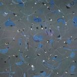 Balraj Khanna, Indian b.1940- Untitled: Abstract in Blue, White and Black, circa 1982; oil on