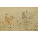 John Lewis Brown, French 1829-1890- Hunting scene; pen, ink and wash, signed, 18.5x28cm
