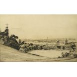 Cyril Henry Barraud, British 1877-1965- View of Greenwich; etching, signed in pencil, 25x40cm (