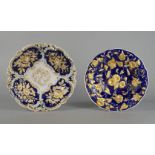 Two Meissen porcelain plates, late 19th century, both moulded with raised floral decoration,