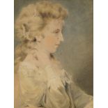 Circle of John Downman ARA, British 1750-1824- Portrait of a lady quarter-length turned to the