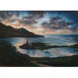 Georgine MacGarvey, American, late 20th/early 21st century- Coastal Scene at night; pastel,