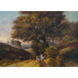 John Sowkes, British, late 19th century- Blackberrying; oil on canvas, signed, also signed, titled